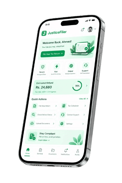 JusticeFiler Mobile App Mockup